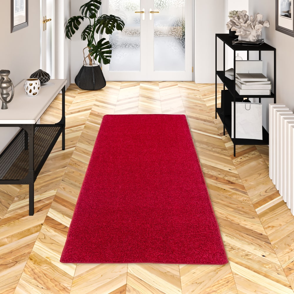 Tapis couloir uni rouge 100x400 cm — vue 3