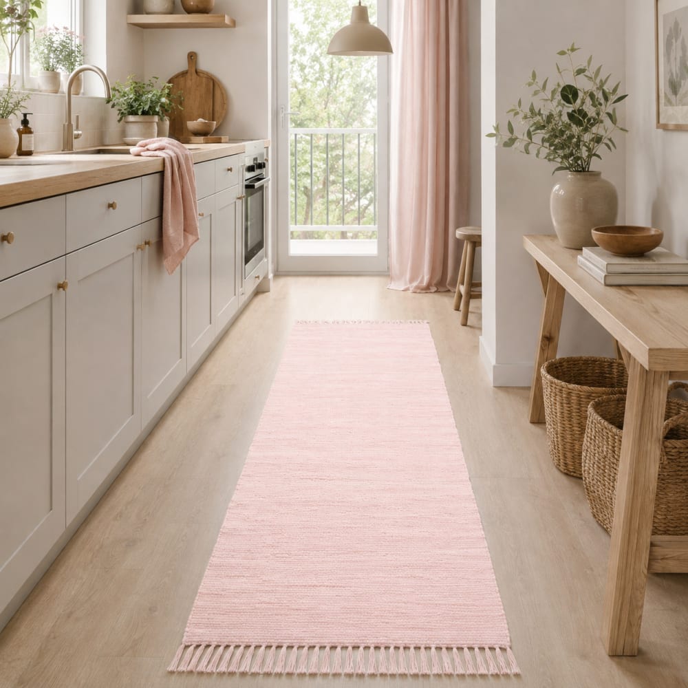 Teppich Läufer Baumwolle, rosa 90x160 cm - Maisons Du Monde
