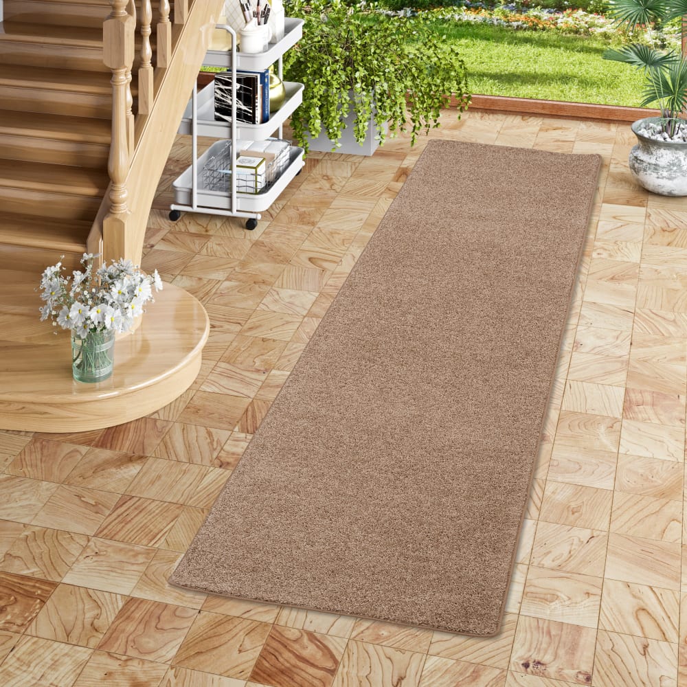Tapis couloir uni beige 80x200 cm — vue 3