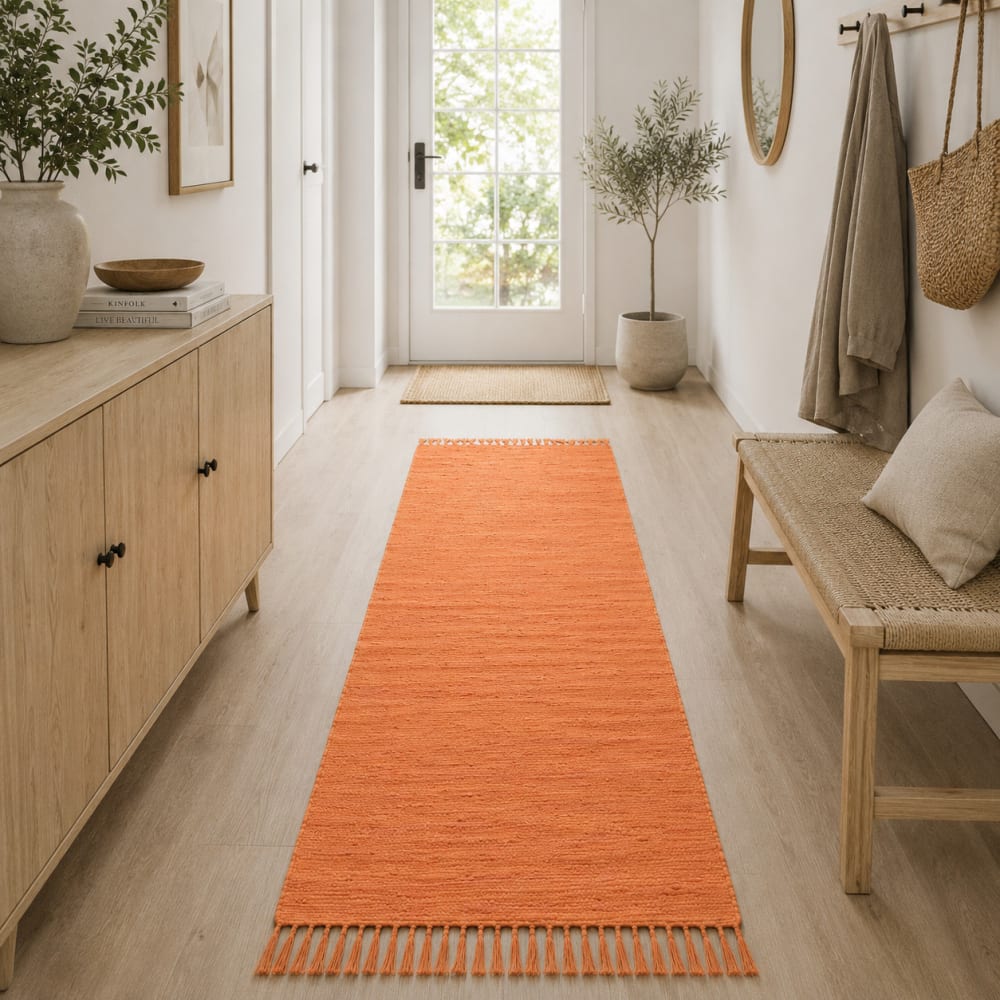 Tapis couloir en coton terre cuite 90x160 cm — vue 3