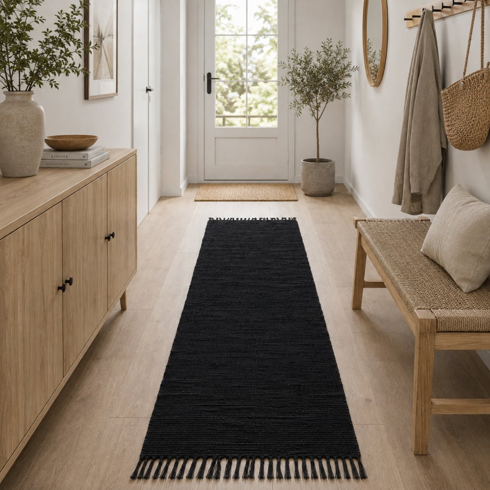 Tapis couloir en coton noir 90x160 cm — vue 3