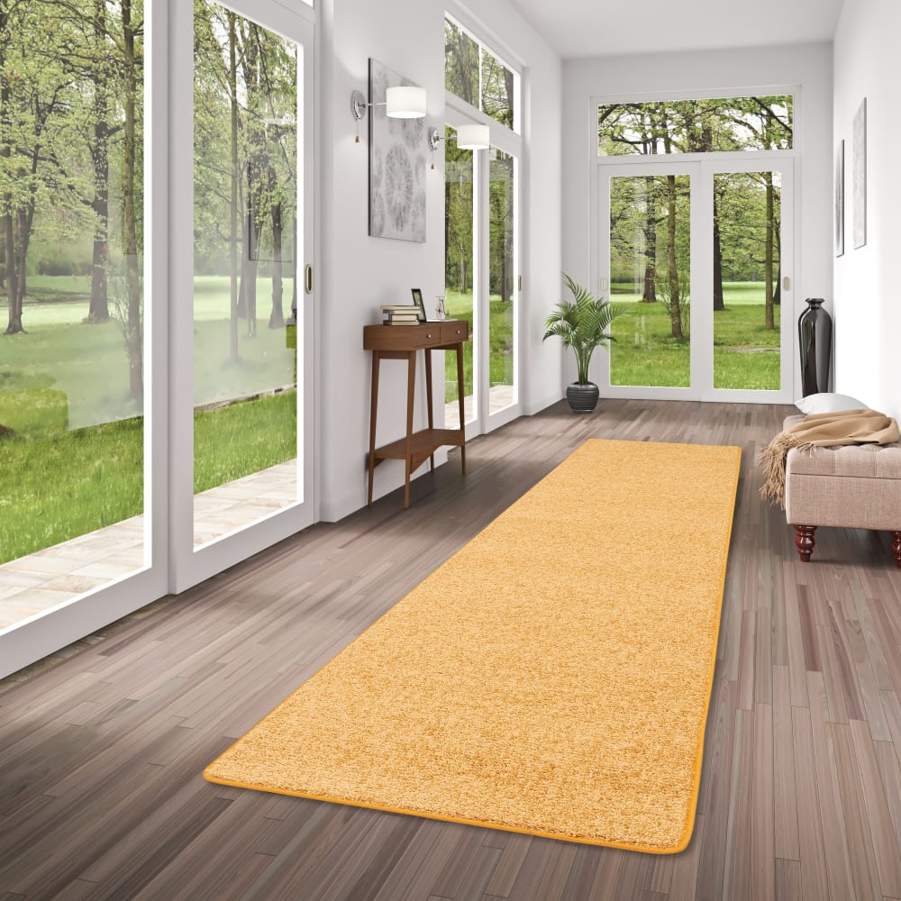 Tapis couloir uni jaune curry 100x200 cm — vue 3