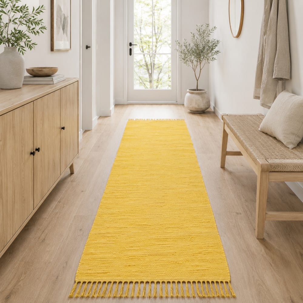 Tapis couloir en coton jaune 70x250 cm — vue 3