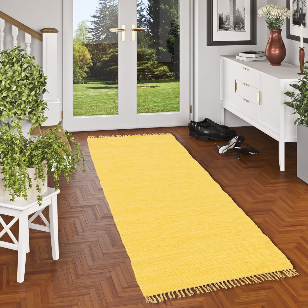 Tapis couloir en coton jaune 90x160 cm — vue 3