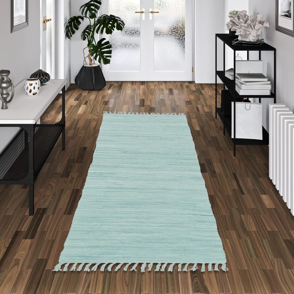 Tapis couloir en coton bleu 70x140 cm — vue 3