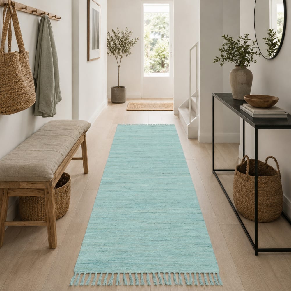 Tapis couloir en coton bleu 60x120 cm — vue 3