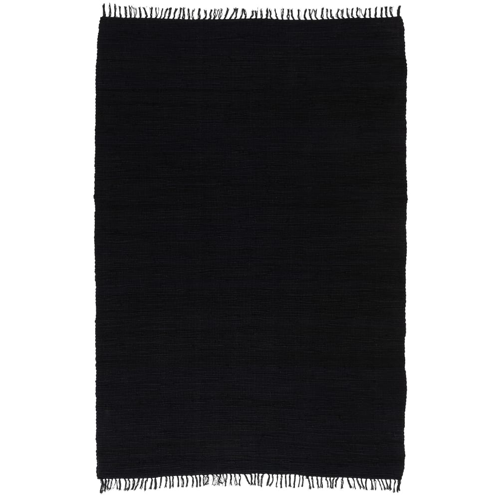 Tapis en coton uni noir 70x140 cm