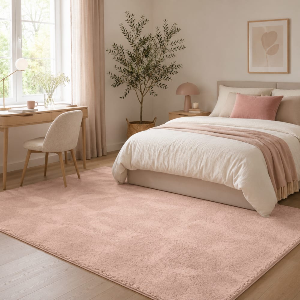 Tapis en fausse fourrure uni vieux rose 80x150 cm — vue 3