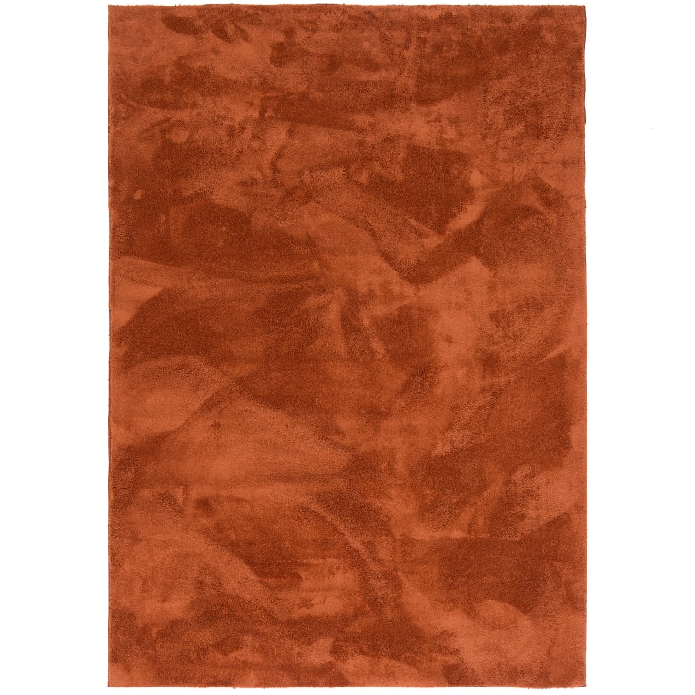 Tapis en fausse fourrure uni terre cuite 120x170 cm