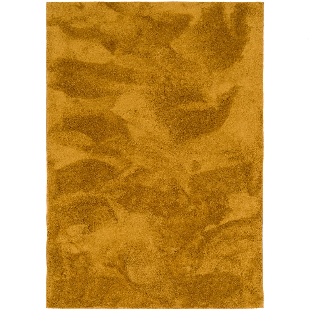 Tapis en fausse fourrure uni jaune curry 80x150 cm