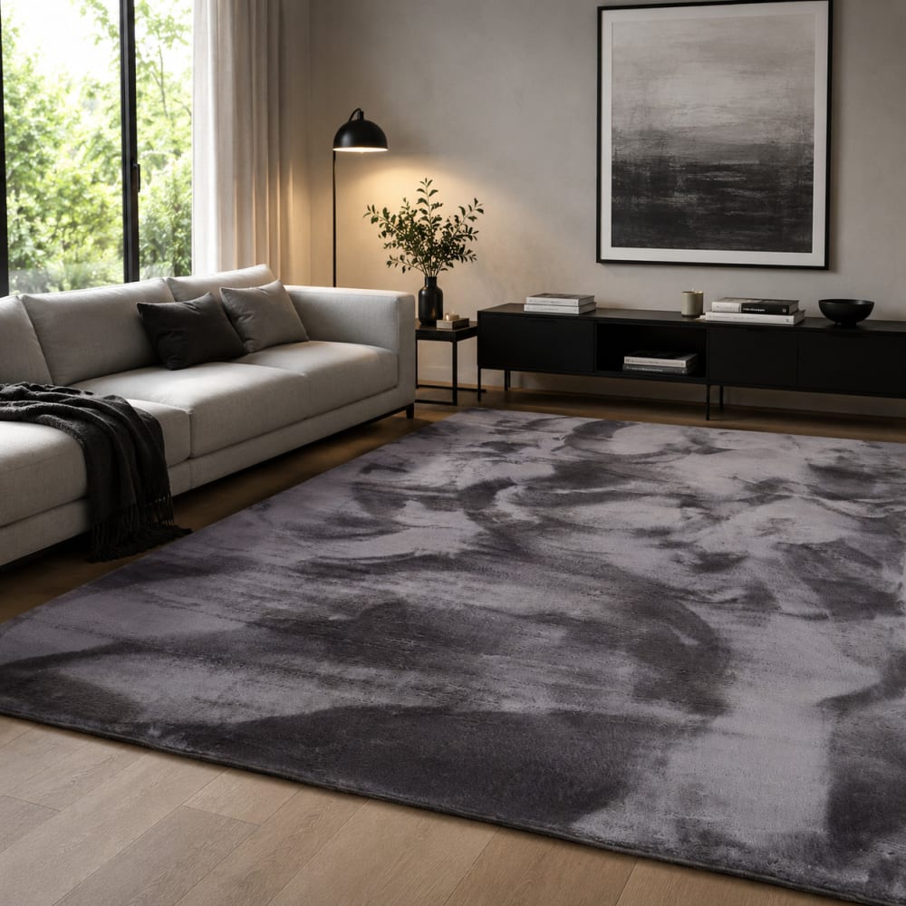 Tapis en fausse fourrure uni anthracite 140x200 cm — vue 3