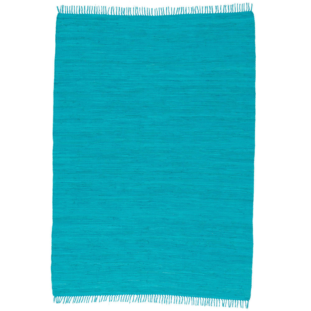 Tapis en coton uni turquoise 90x160 cm