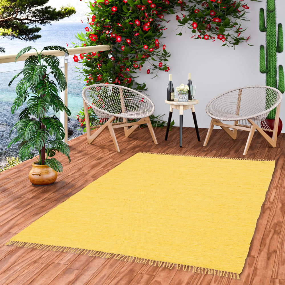 Tapis en coton uni jaune 90x160 cm — vue 3