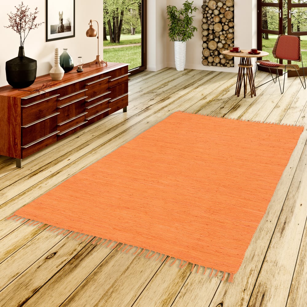 Tapis en coton uni terre cuite 70x250 cm — vue 3