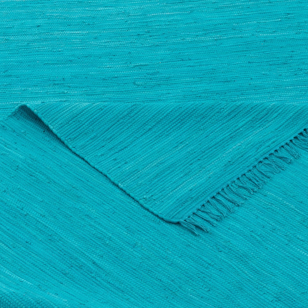 Tapis en coton uni turquoise 120x180 cm — vue 4