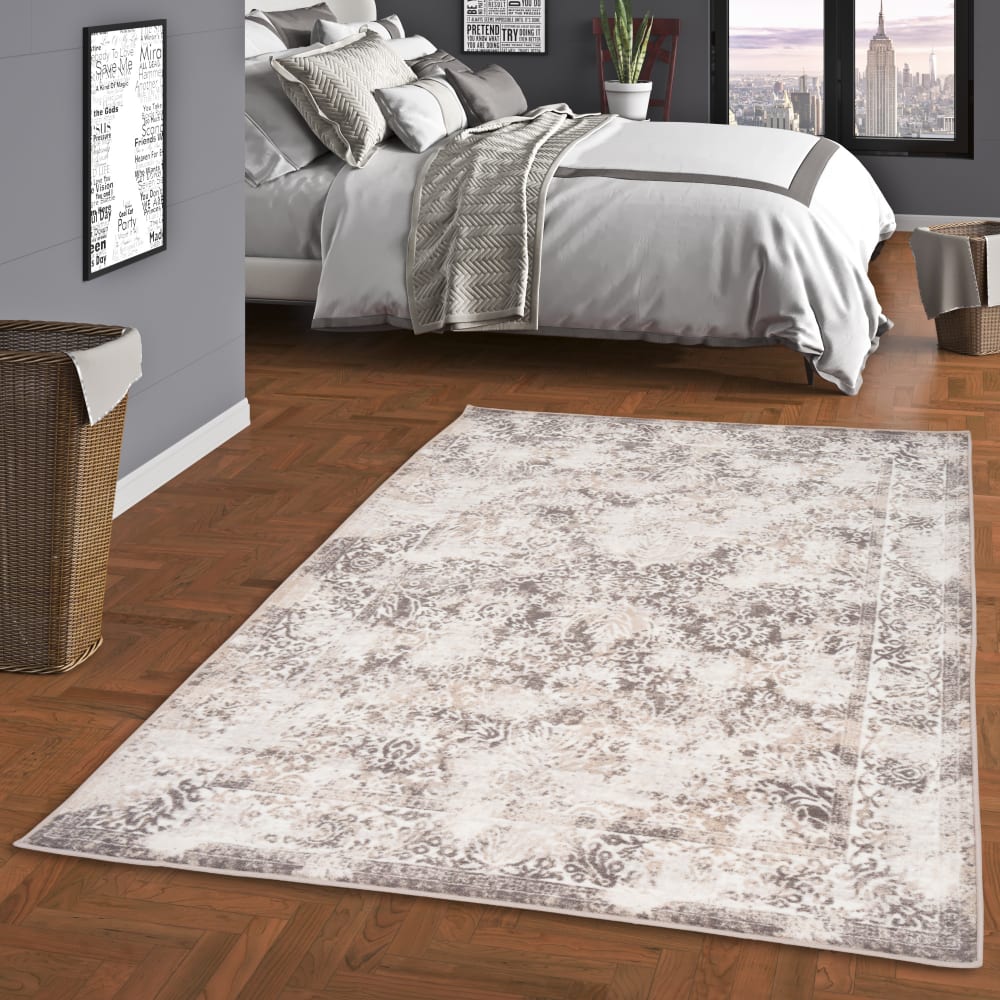 Tapis oriental avec bordure beige gris 120x170 cm — vue 3