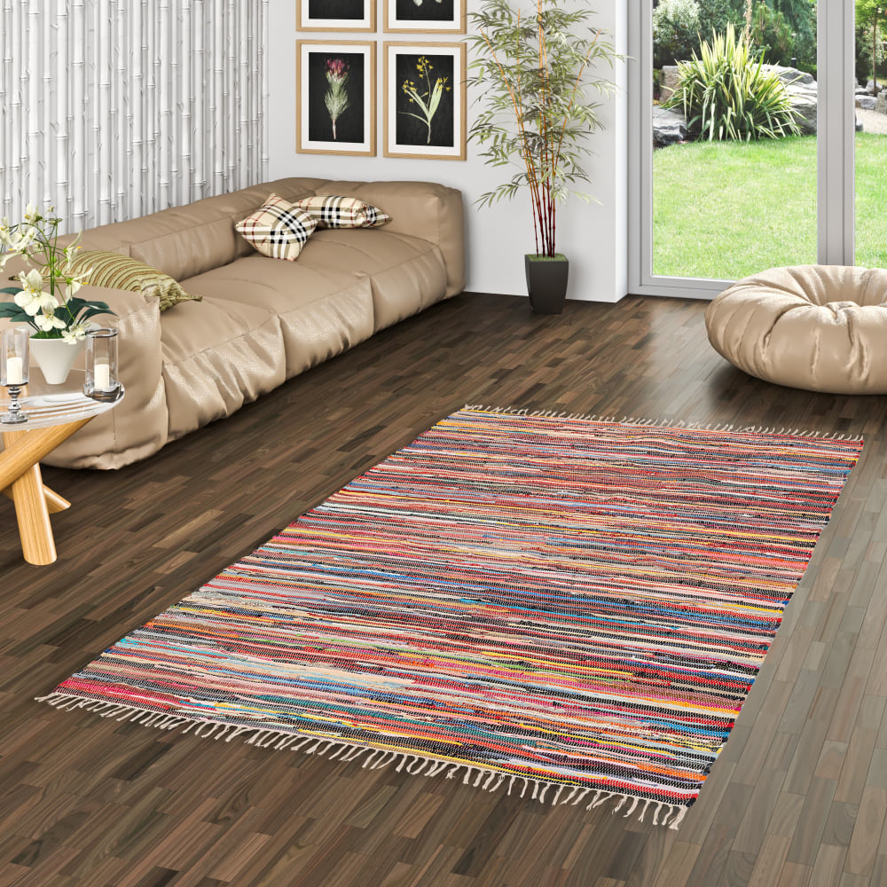 Tapis en coton uni multicolore 70x140 cm — vue 3