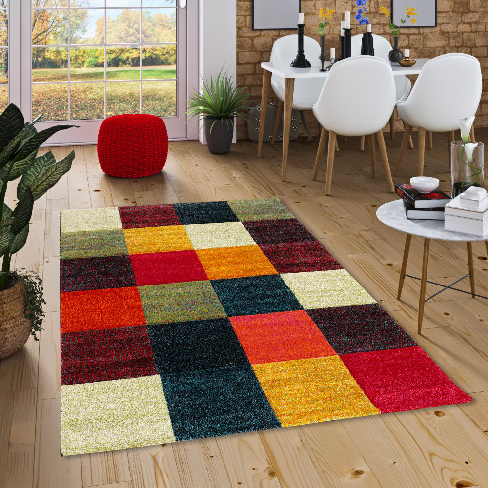 Tapis design à carreaux multicolore 200x290 cm — vue 3
