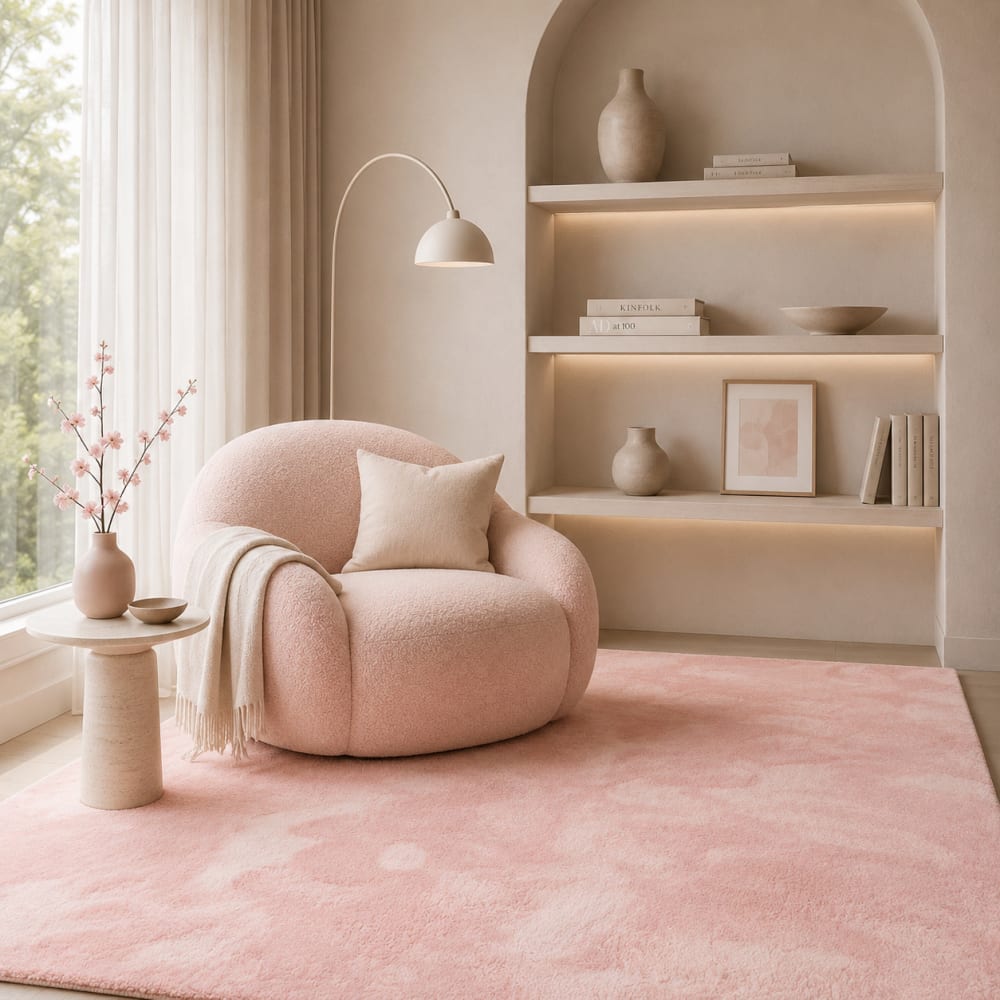 Tapis en fausse fourrure uni rose 80x150 cm — vue 3