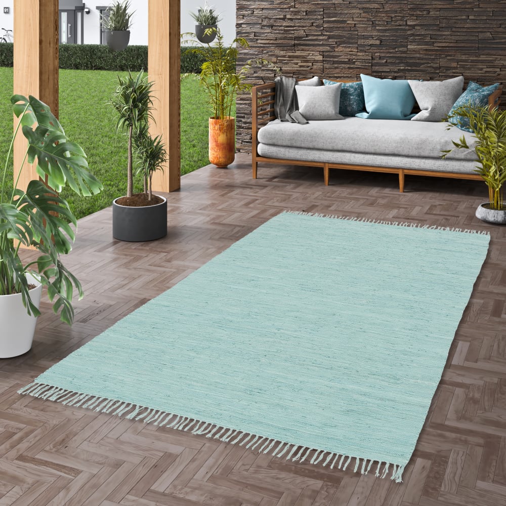 Tapis en coton uni bleu 70x140 cm — vue 3
