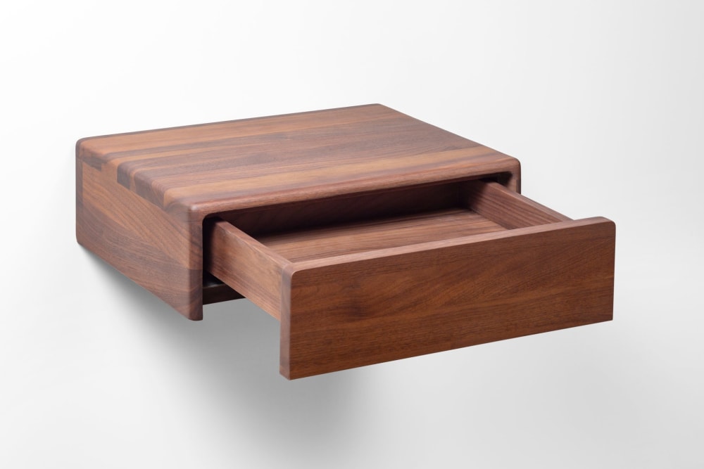 Table de chevet murale en noyer massif