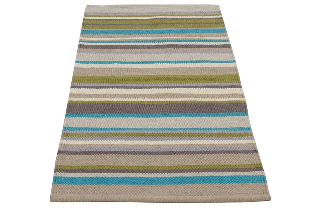 Alfombra de algodón verde hecha a mano, lavable a máquina, 140x55 cm