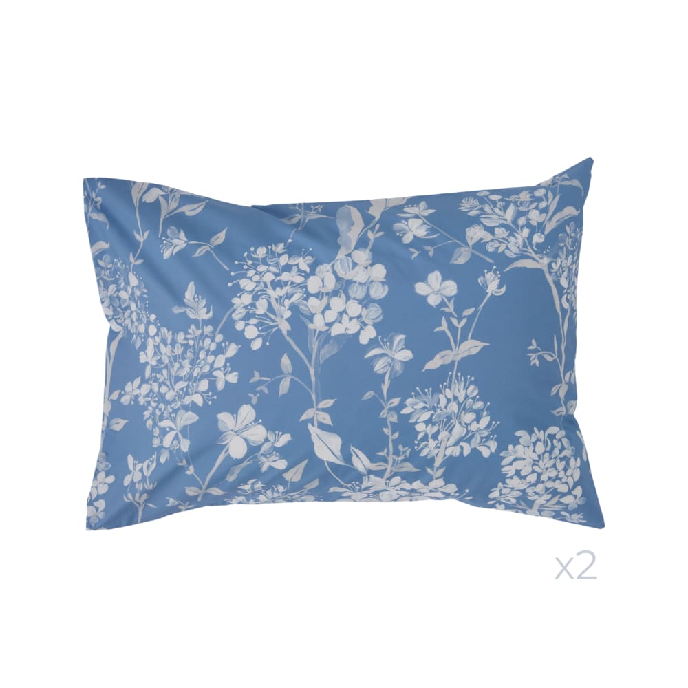 Lot de 2 taies d'oreiller bleu 50 x 70 cm