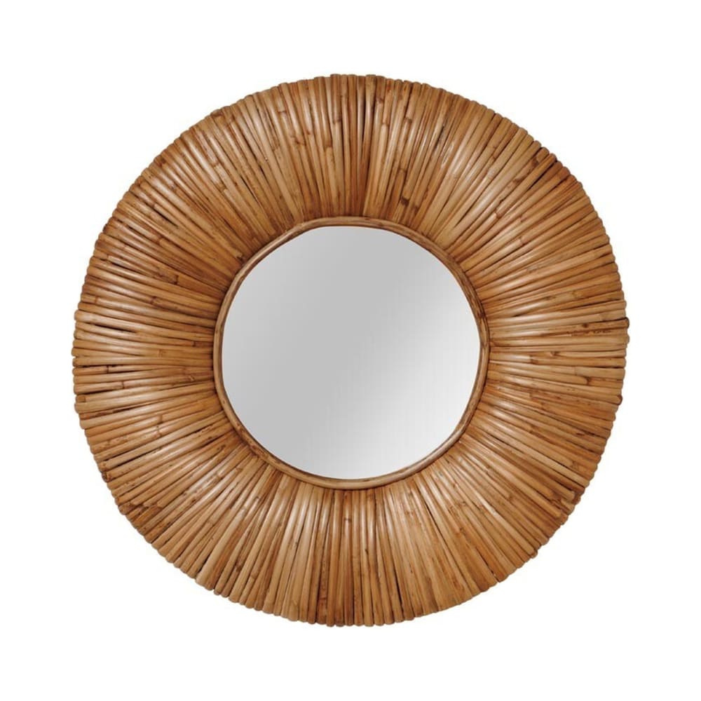 Espejo de ratán naranja