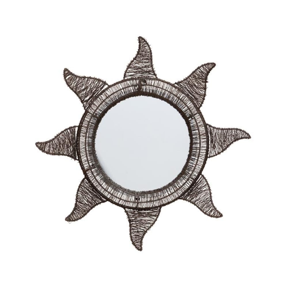 Espejo redondo de metal marrón