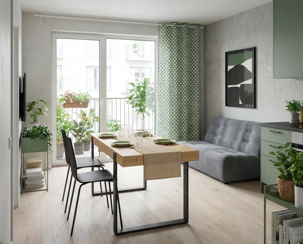 Lot de 2 rideaux en coton - 140 vert