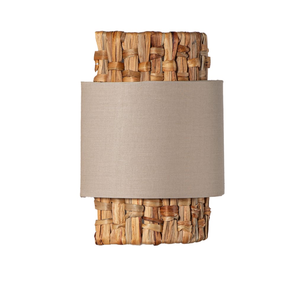 Applique murale rotin et textile beige style naturel bohème, E27