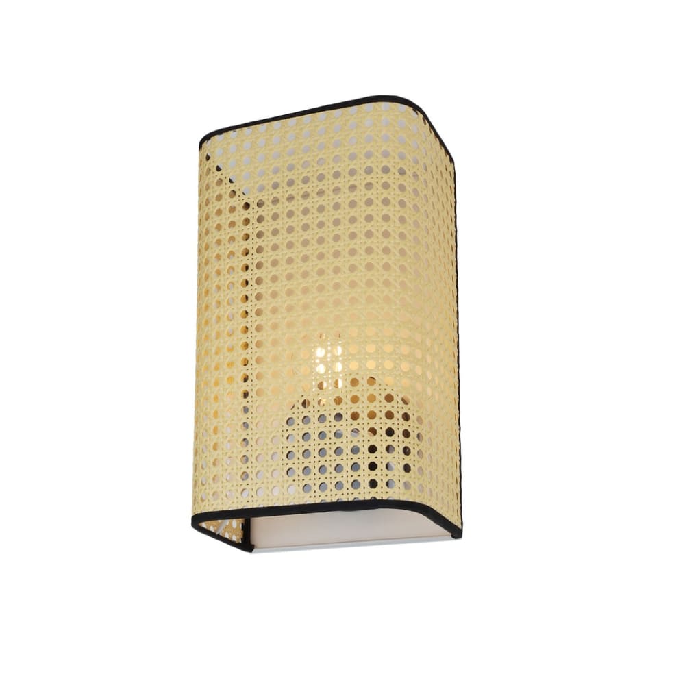 Applique murale rectangulaire en rotin style rustique, E27