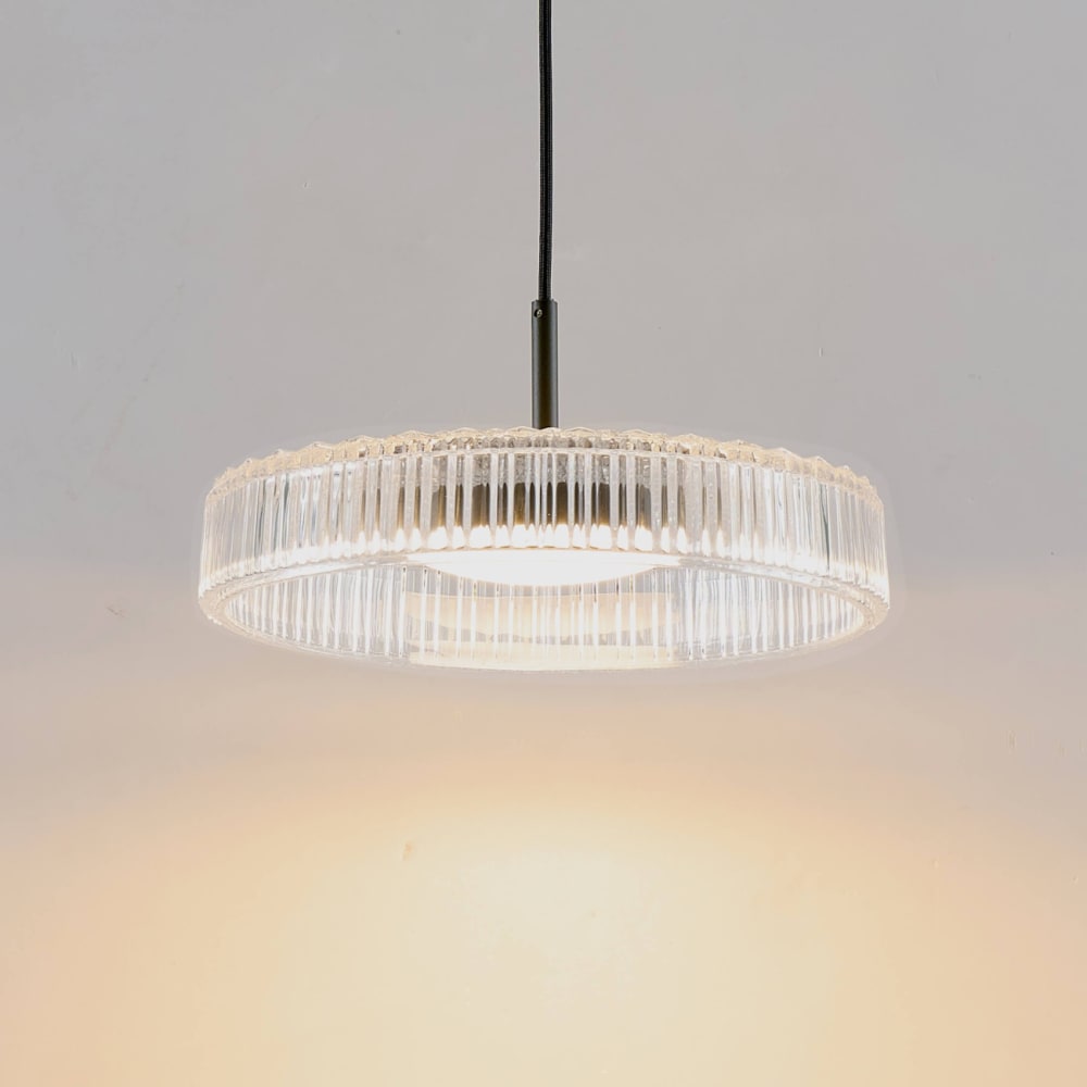 Hängeleuchte aus Metall und Glas 14,5 cm, Transparent und schwarz