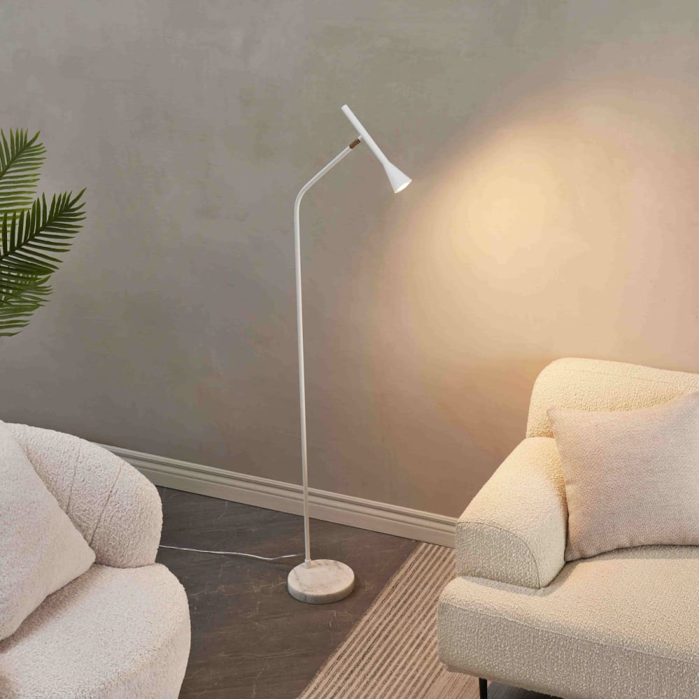 Lampadaire en métal et marbre blanc et doré 150 cm — vue 3