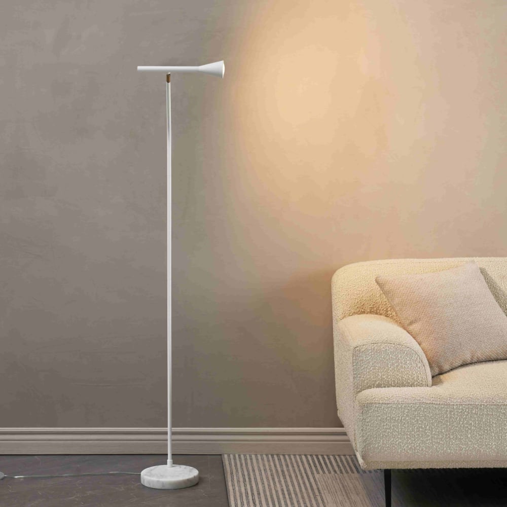 Lampadaire en métal et marbre blanc et doré 150 cm — vue 4