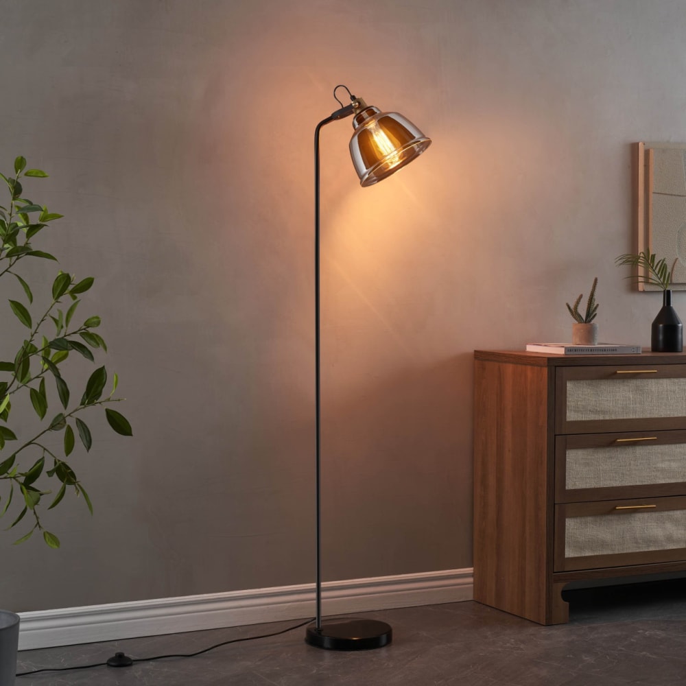 Lampadaire en verre noir et gris fumé 160 cm — vue 3