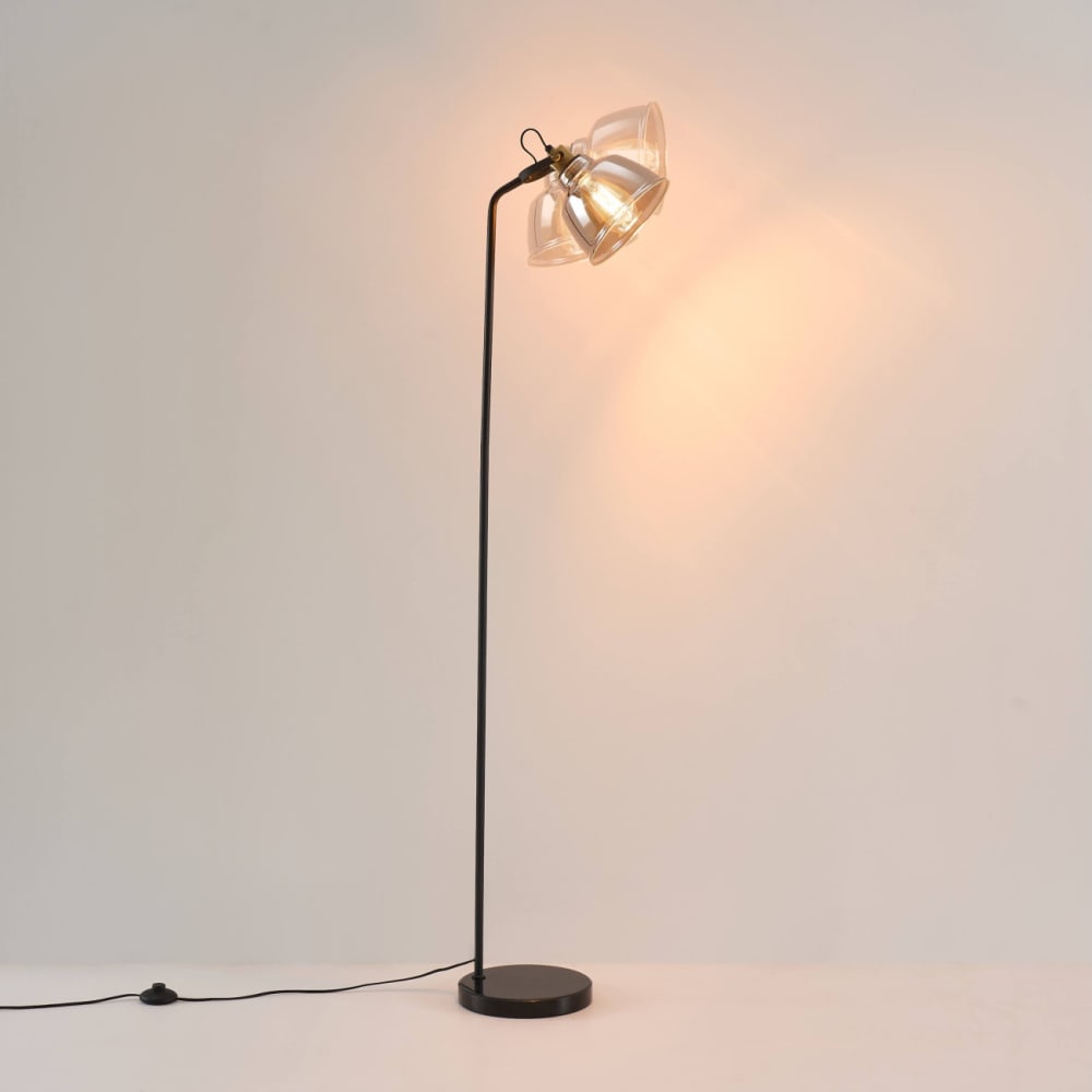 Lampadaire en verre noir et gris fumé 160 cm — vue 4