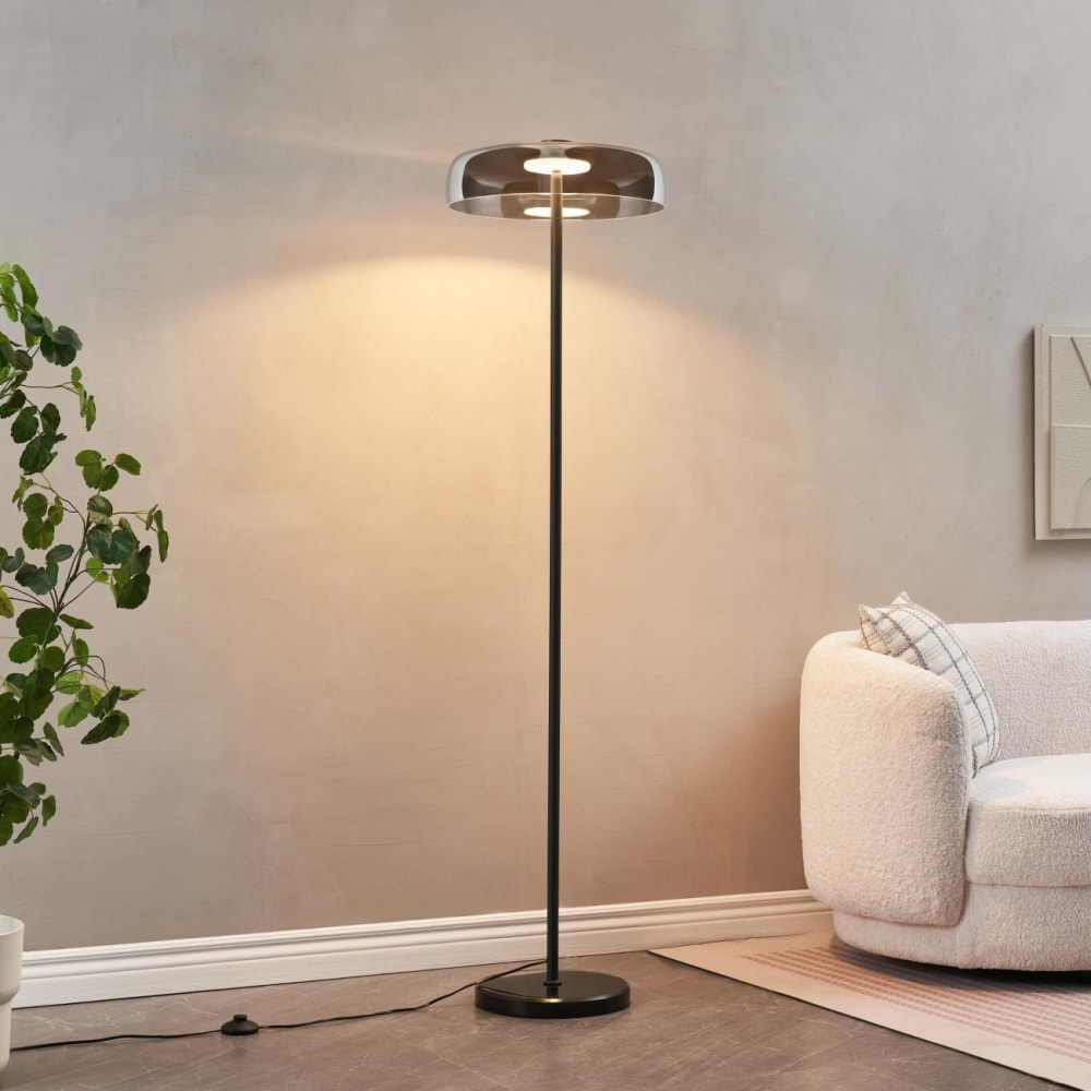 Lampadaire en verre noir et gris fumé 165 cm — vue 3