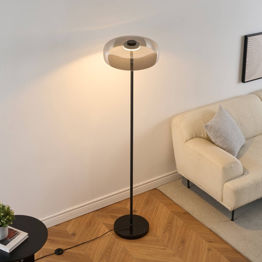 Lampadaire en verre noir et gris fumé 165 cm — vue 4