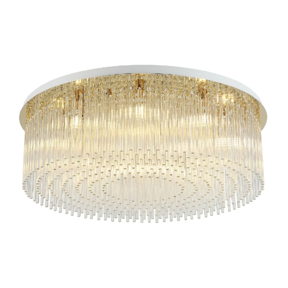 Plafonnier en verre Transparent et doré 62 cm