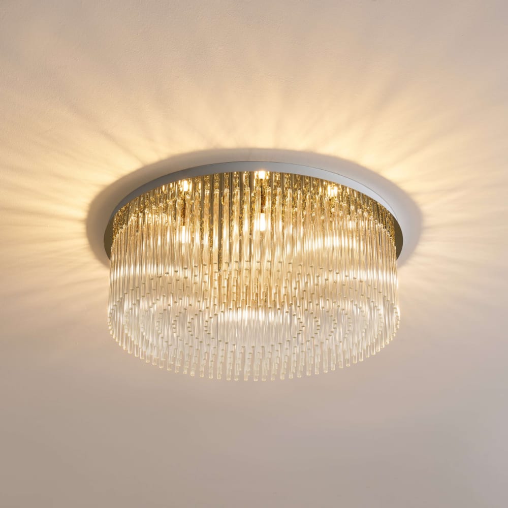 Plafonnier en verre transparent et doré 62 cm — vue 3