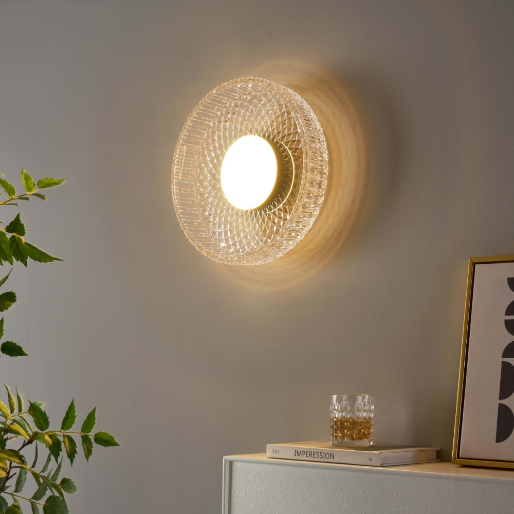 Plafonnier en verre transparent et noir 30 cm — vue 3