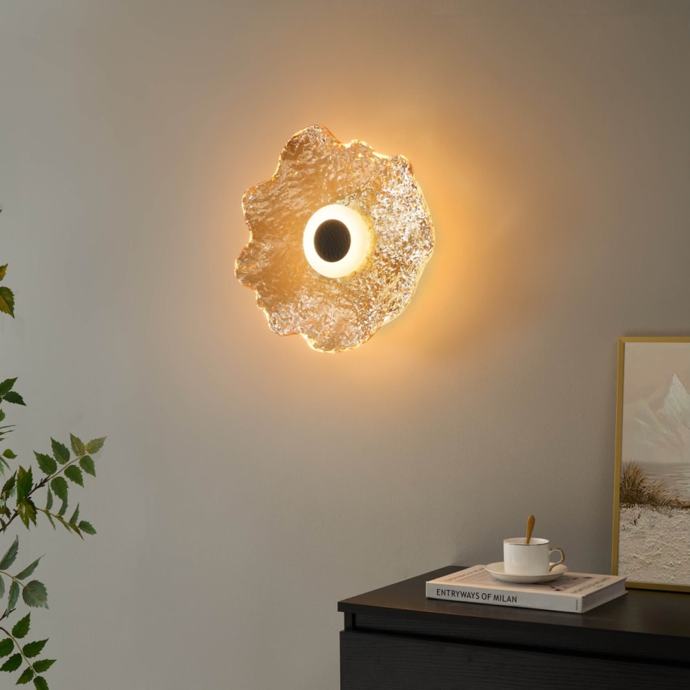 Plafonnier en verre noir et ambré 40 cm — vue 3