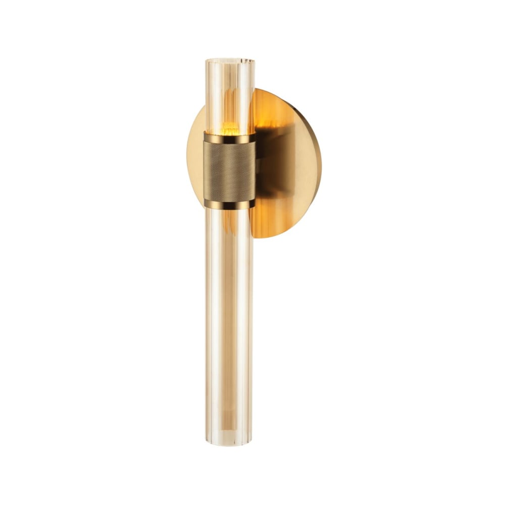 Kosilum Wandleuchte aus Metall und Glas 51 cm, Bernstein und Messing Gold Glas