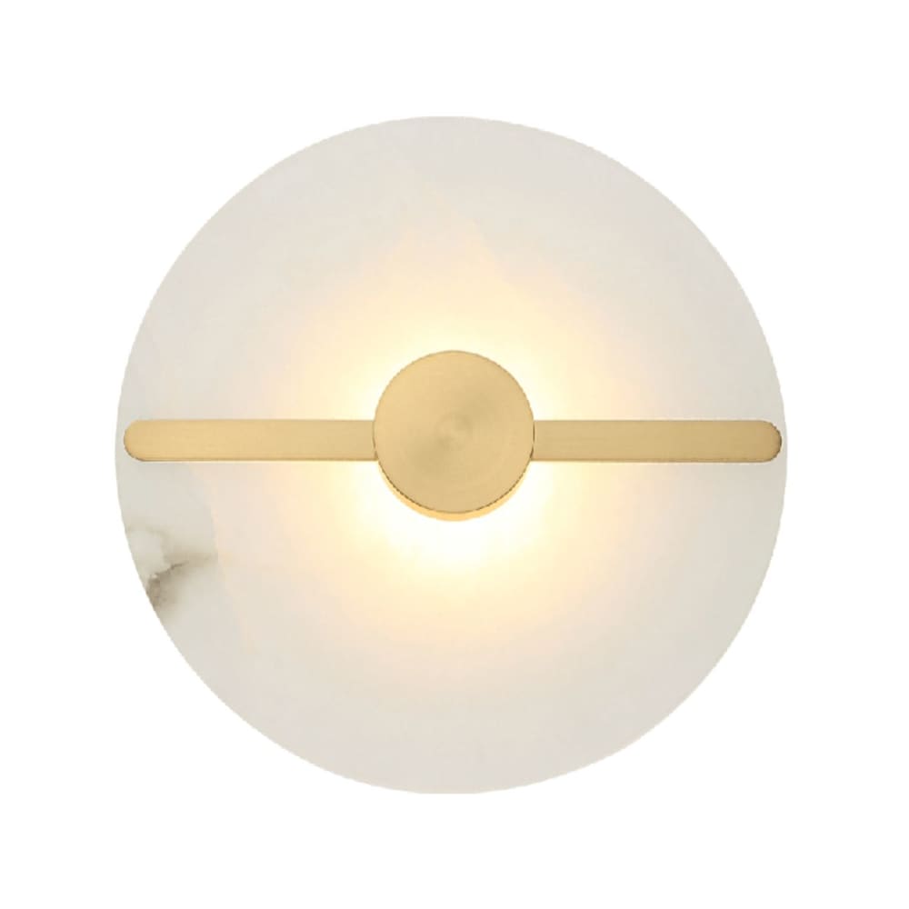 Kosilum Wandleuchte aus Metall und Alabaster 9,5 cm, Messing und Weiß Gold Metall