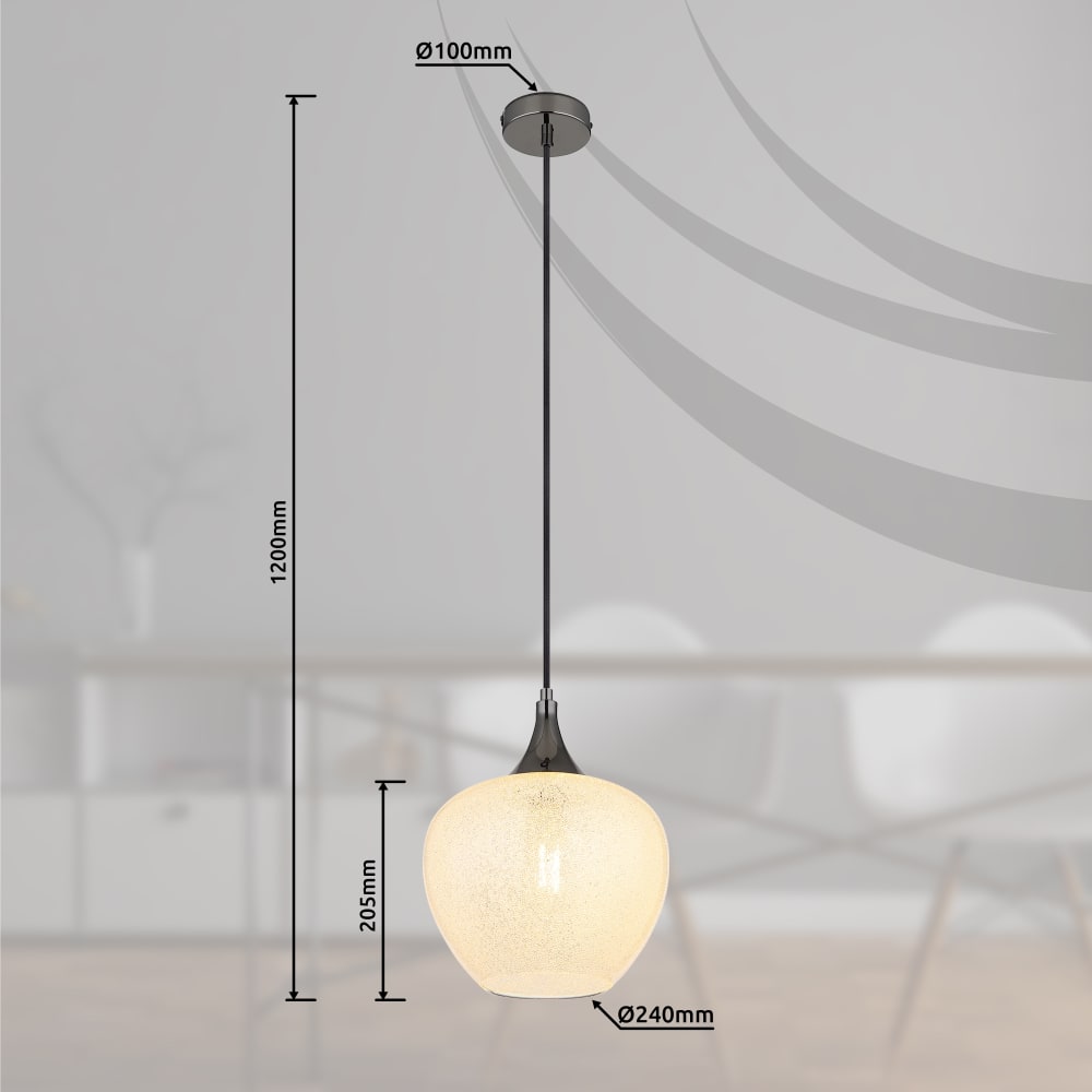 Suspension métal noir chromé/gunmetal, 120cm