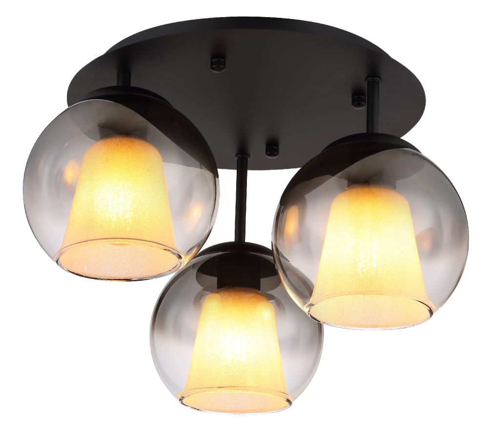 Plafonnier métal noir mat, 28,5cm