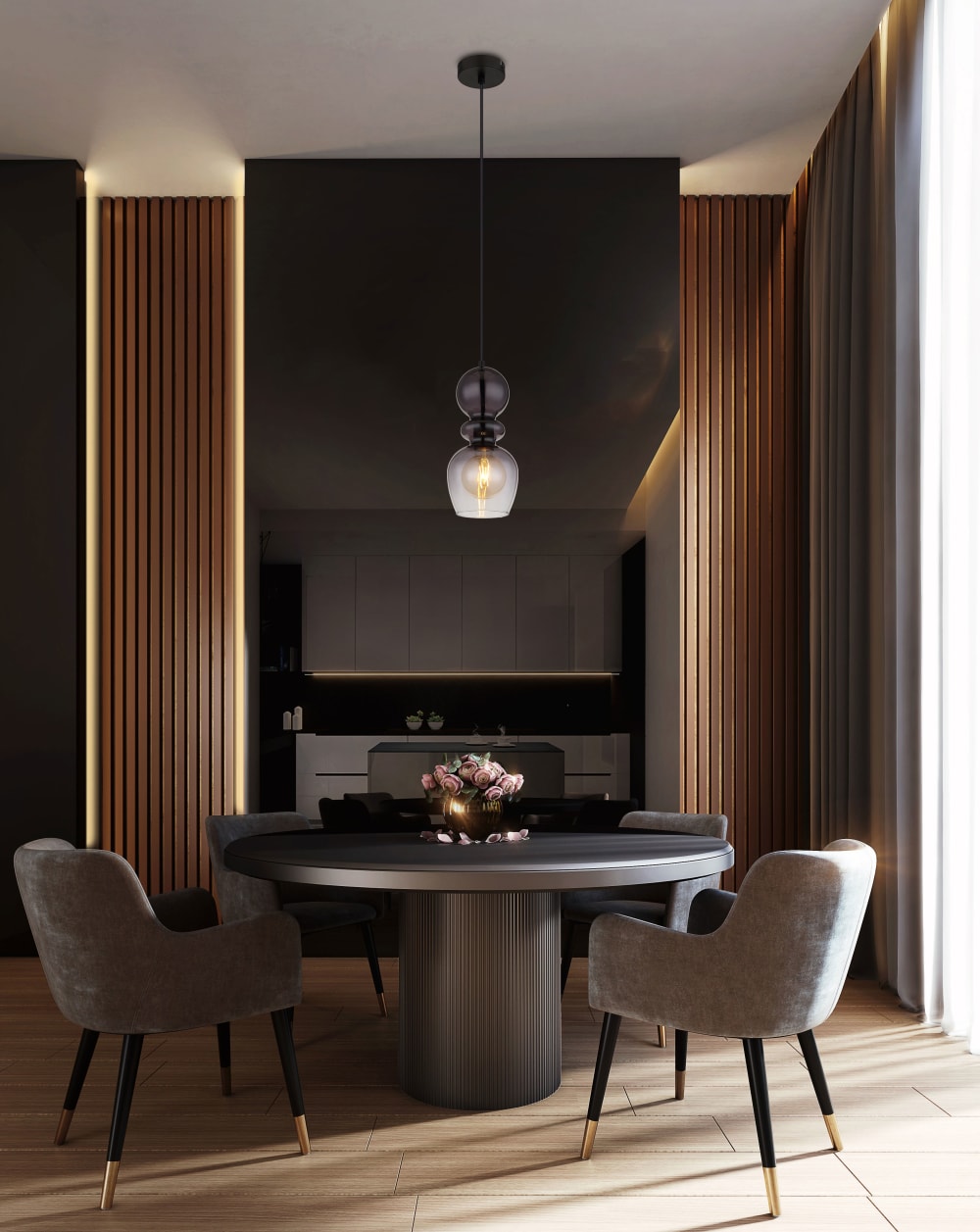 Suspension métal noir mat, 150cm — vue 3