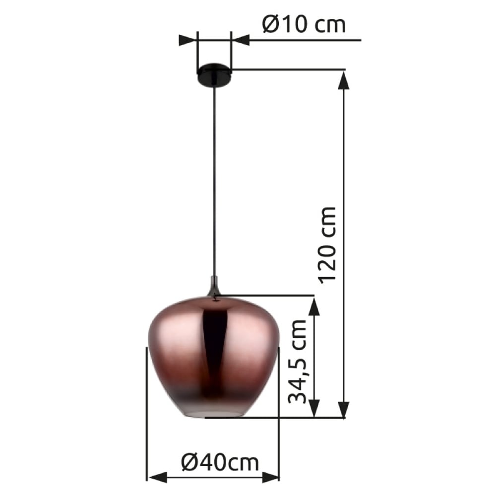 Suspension métal noir mat, 120cm — vue 4