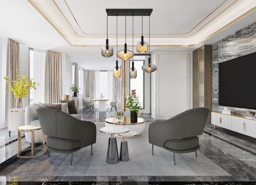 Suspension métal noir mat, 150cm — vue 3